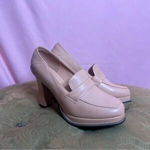 Elegant Beige Women's Block Heels